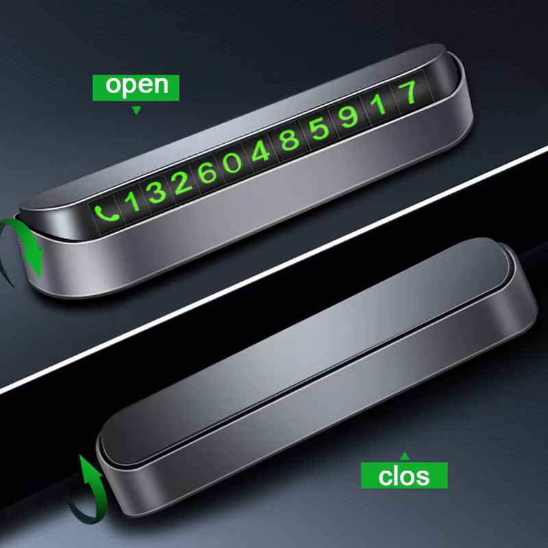 Car Temporary Parking Card Hidden Night Luminous Phone Number Card Plate Car Park Stop Auto Car Accessories Interior Styling