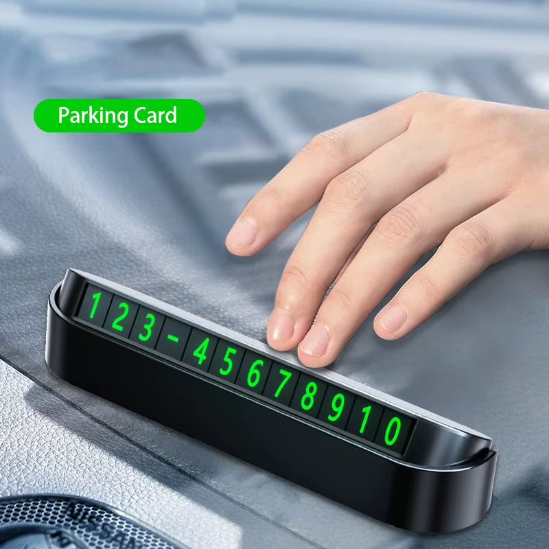 Car Temporary Parking Card Hidden Night Luminous Phone Number Card Plate Car Park Stop Auto Car Accessories Interior Styling