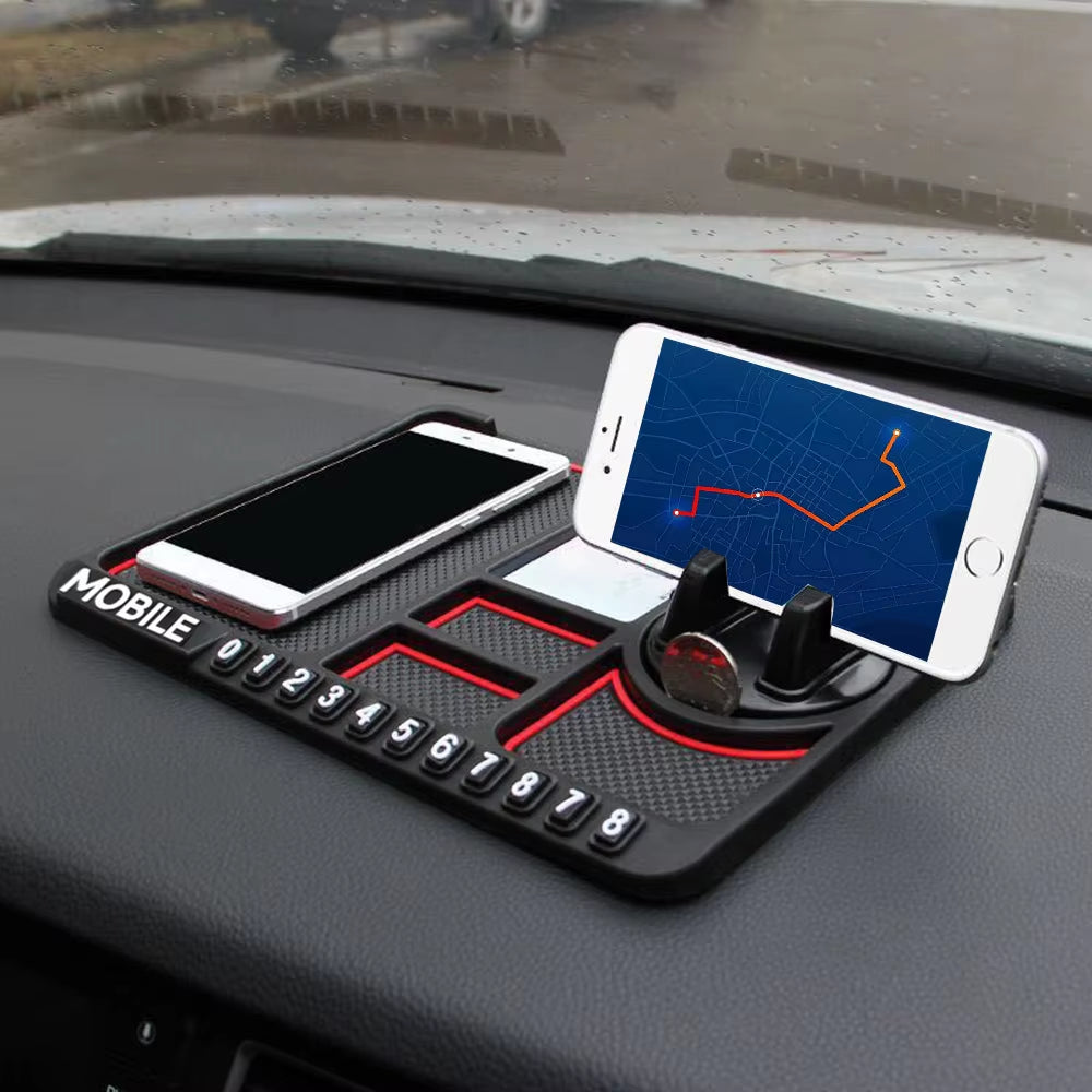 Car Silicone Anti-Slip Mat Auto Phone Holder Sticky anti Slide Dash Phone Mount Parking Number Card Mat Accessories Car Gadgets